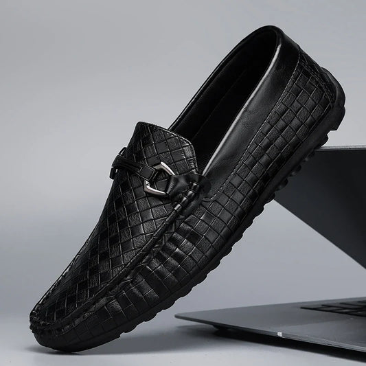 Mocassins Masculinos de Couro, Sapatos Casuais Masculinos, Sapatilhas Slip-on Confortáveis, Sapatos Leves para Caminhada e Condução
