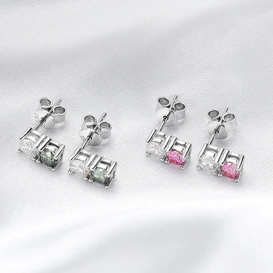 1.2cttw 100% Real Green Moissanite Studs Earrings for Women Classic Four Claw Ear Studs S925 Sterling Silver Jewelry GRA