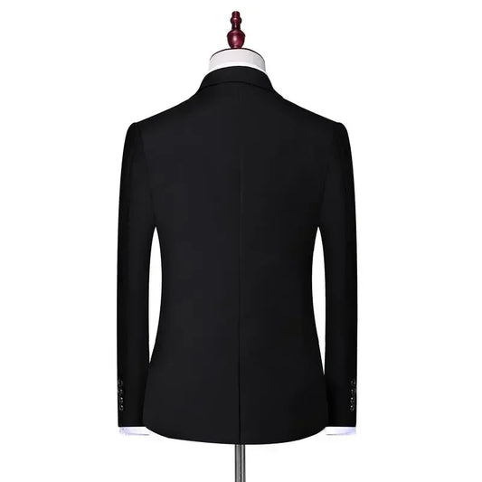 S-8XL Solid-colored Suit Men Fashion Casual Outdoor Gentleman Business Wedding Slim-fit Formal British Style Wedding 3-piece Set