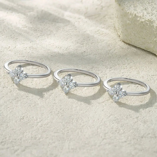 D Color Moissanite Four-leaf Clover Rings for Women 2.5/3/3.5mm Diamond Wedding Ring GRA s925 Sterling Silver Jewelry