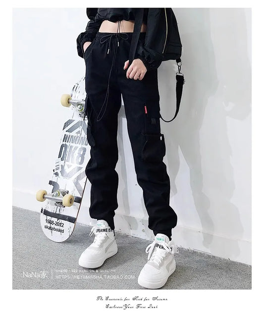Women's cargo pants loose slim high waist pants