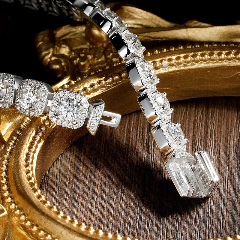 All Moissanite Tennis Bracelet Original s925 Sterling Silver Plated 18k White Gold with GRA Bracelets for Women Man