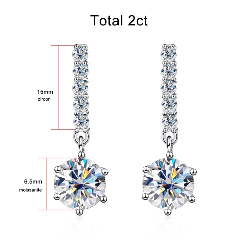 1ct D Color Moissanite Earrings for Women Sparkling Diamond Fine Jewelry with GRA 925 Sterling Sliver Plated 18k Earrin