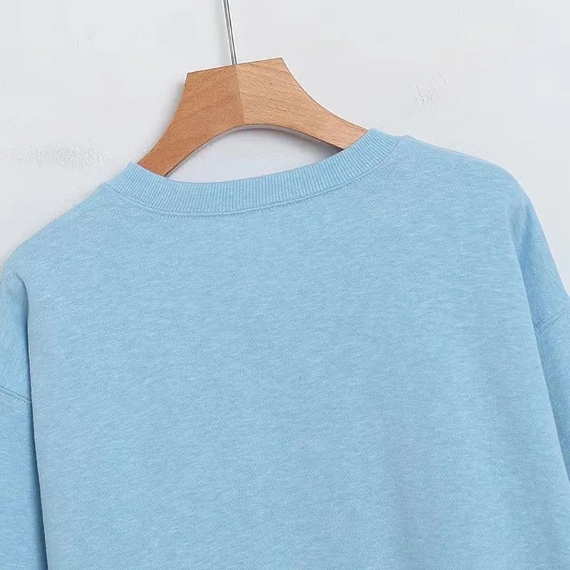 Sweatshirt Women Gradient Color Fleece Pullover O Neck Long Sleeve Casual Jumper Tops Femme Streetwear