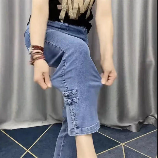 Women Jean Loose Straight Ankle-Length Cowboy Pants