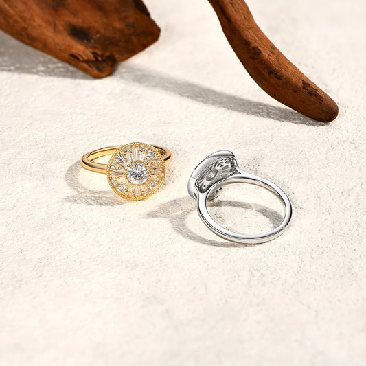 Round Cut 0.5CT Full Moissanite Ring DVVS1 Real 925 Sterling Silver for Women Engagement Fine Jewelry Shipping From USA