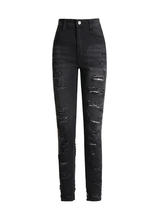 Women High Waist Patchwork Pocket Casual Slim Pencil Pants