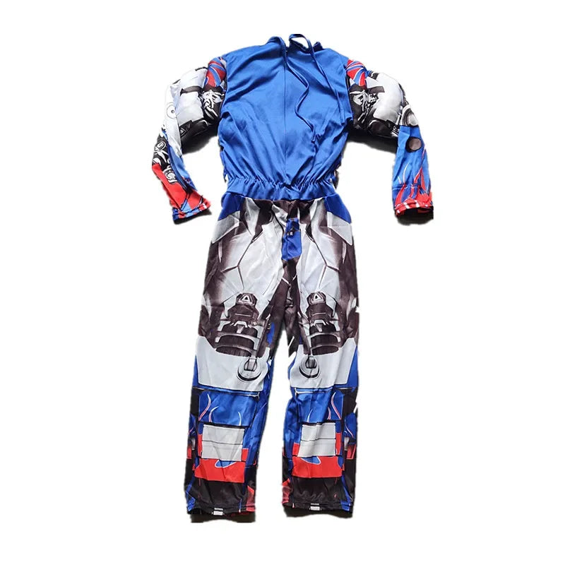 Kids Cartoon Robot Superhero Costume Boys Girls Halloween Dress Up Suit Masked Hero Suit Gift