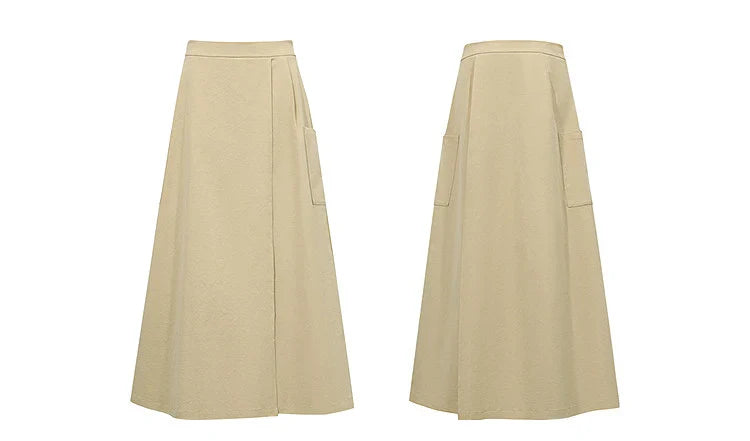 Women's A-Line Skirt 2026 Summer New Textured Relaxed Pocket Midi Culottes Versatile Casual Style Skirt For Women 12622124
