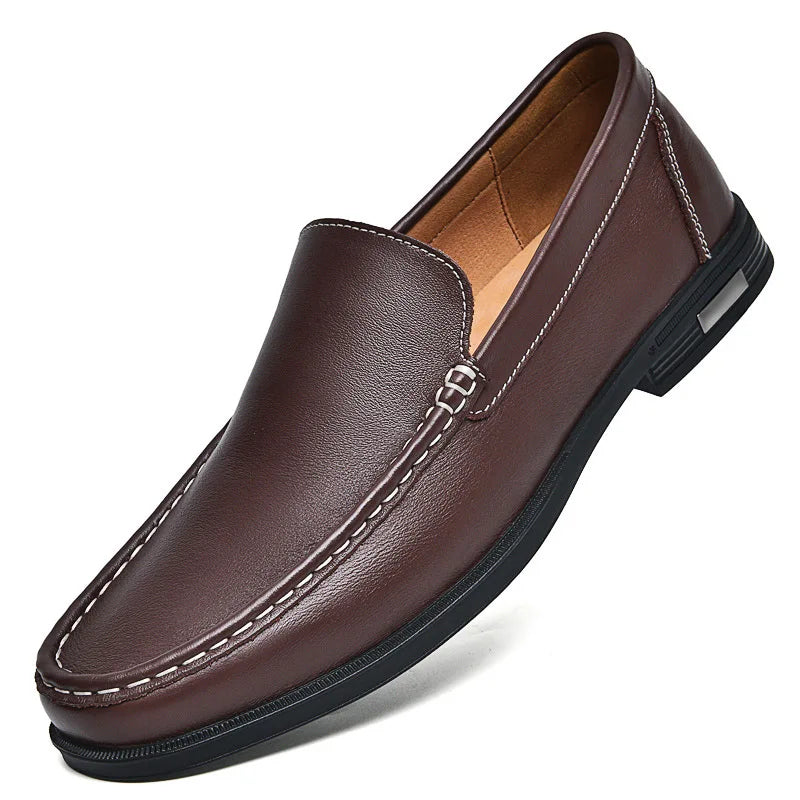 Leather Men Footwear Slip on Office Man Formal Shoes Wedding Party Men Dress Shoes Breath Driving Lazy Loafers