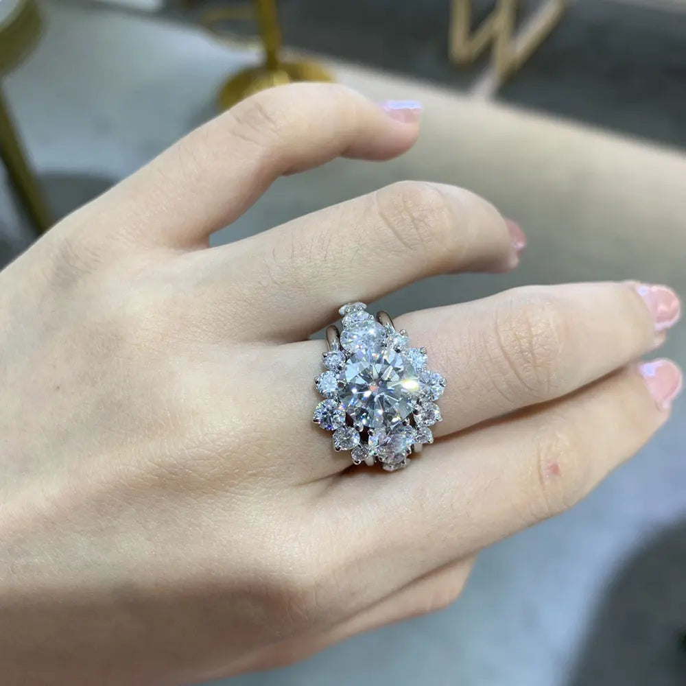 8ct D Color All Moissanite Ring s925 Sliver Plated 18k White Gold Wedding Band Engagement Rings For Women Fine Jewelry