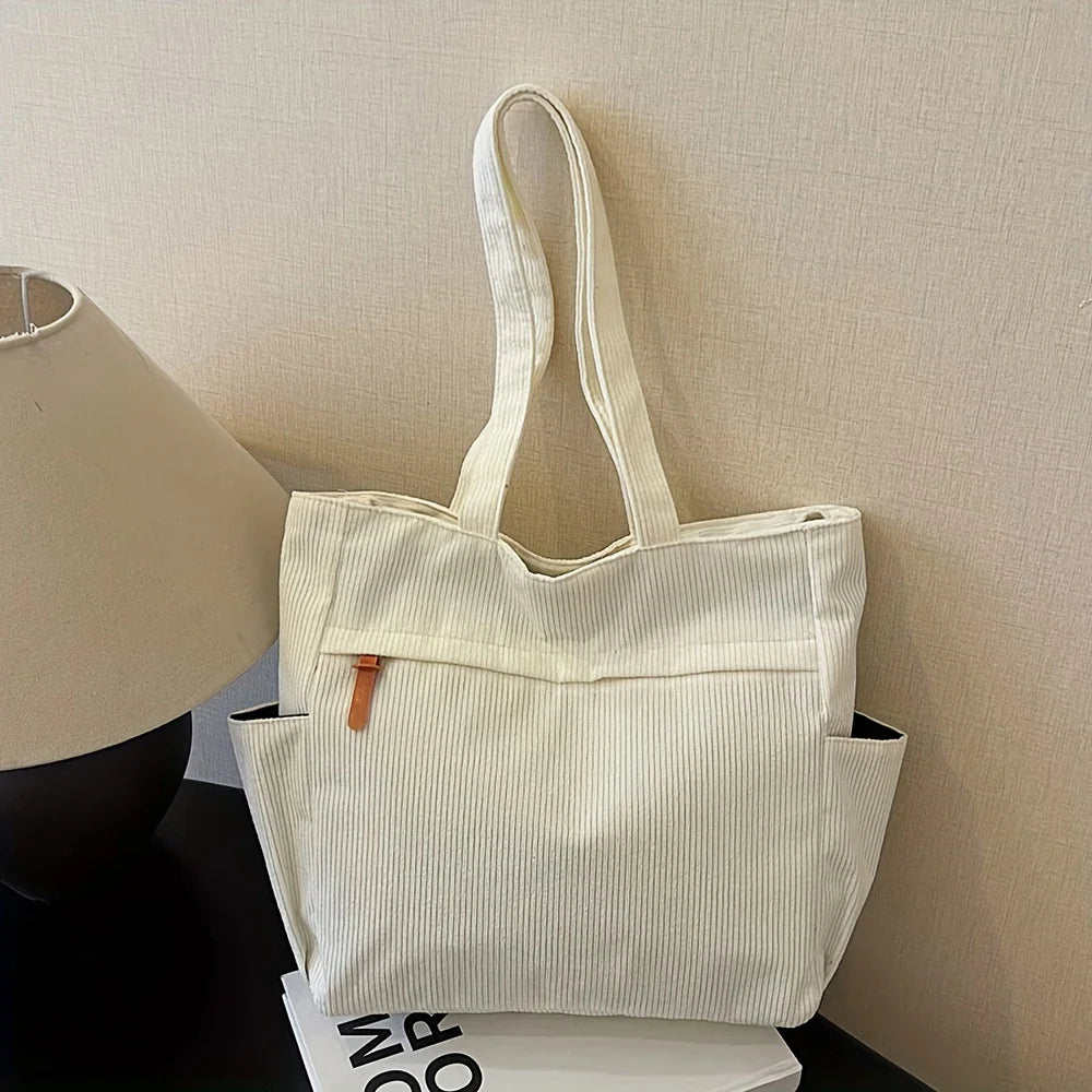 Fleece Canvas Bag Autumn and Winter New Versatile Large Capacity Tote Bag Student Single Shoulder Commuting Tote Bag