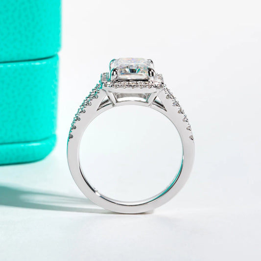 3ct Radiant Cut D Color Moissanite Vintage Engagement Ring 18K Gold Plated Luxurious Wedding Ring for Women Jewelry