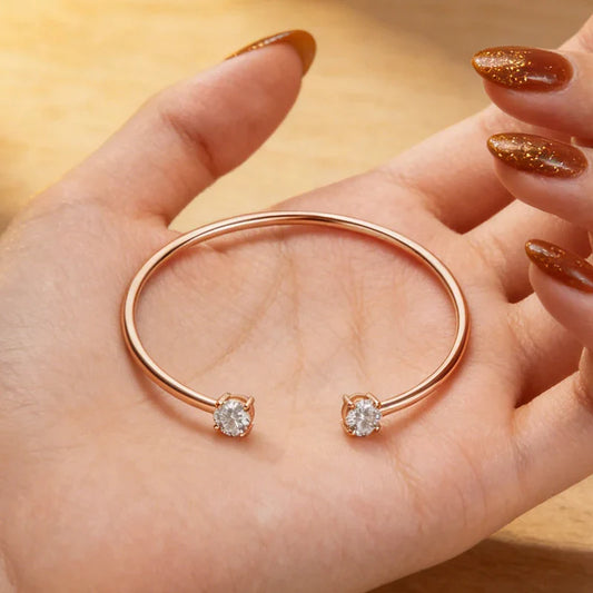 2-Stone 0.8ct Pear Cut Moissanite Cuff Bangle 925 Silver Open Hand Chain Bracelet Adjustable Diamond Jewelry For Women Gift