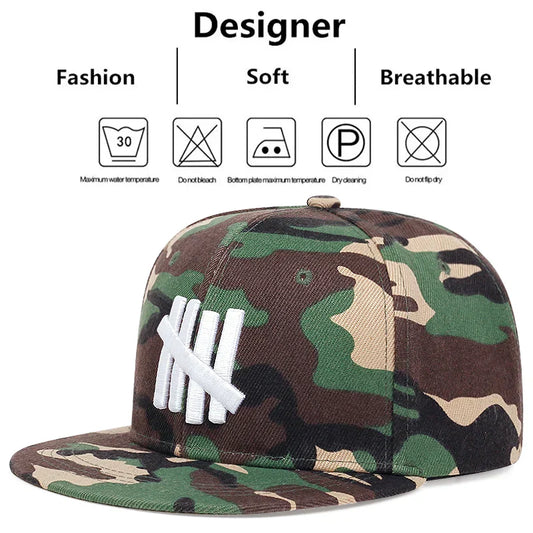  Camouflage Embroidered Baseball Hat Snapback Caps Hip-hop Hats Outdoor Adjustable Unisex Sunshade Cowboy Sunscreen Hat
