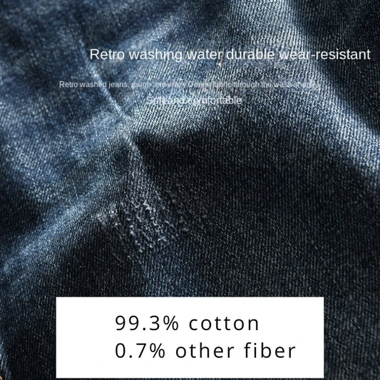 Spring New Cargo Vintage Straight Jeans for Men Clothing Soft Cotton Casual Streetwear Men Pants AG7116