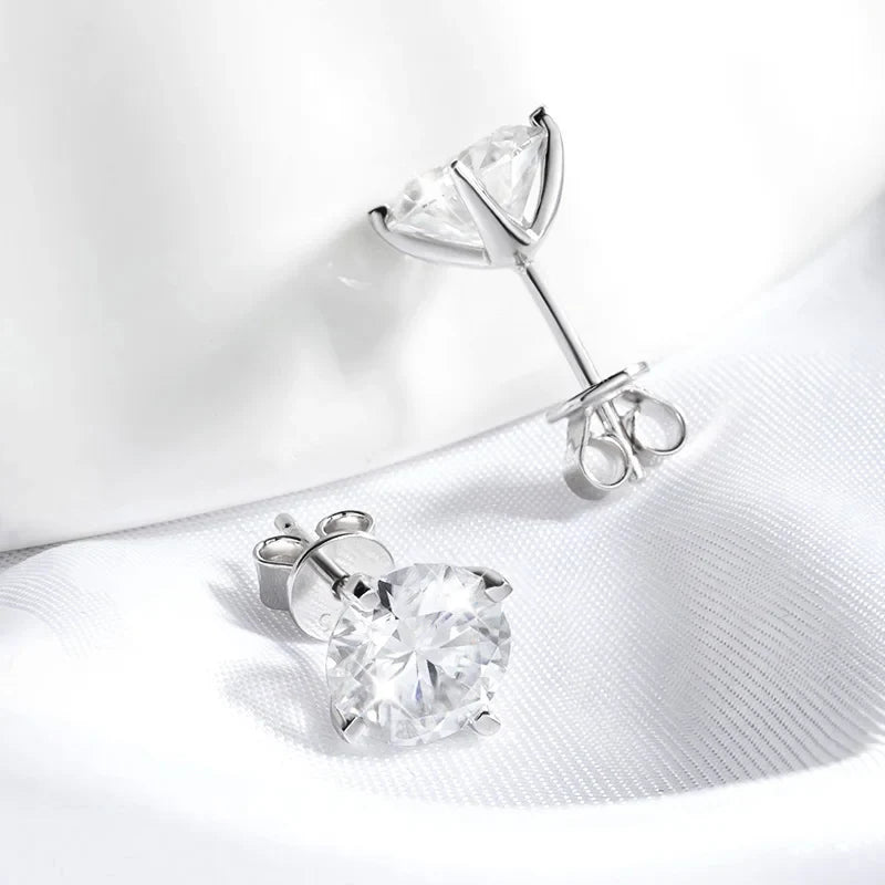 0.2-2CT Certified Moissanite Stud Earrings for Women 4 Claw Sparkling Wedding Party Jewelry Sterling Silver S925
