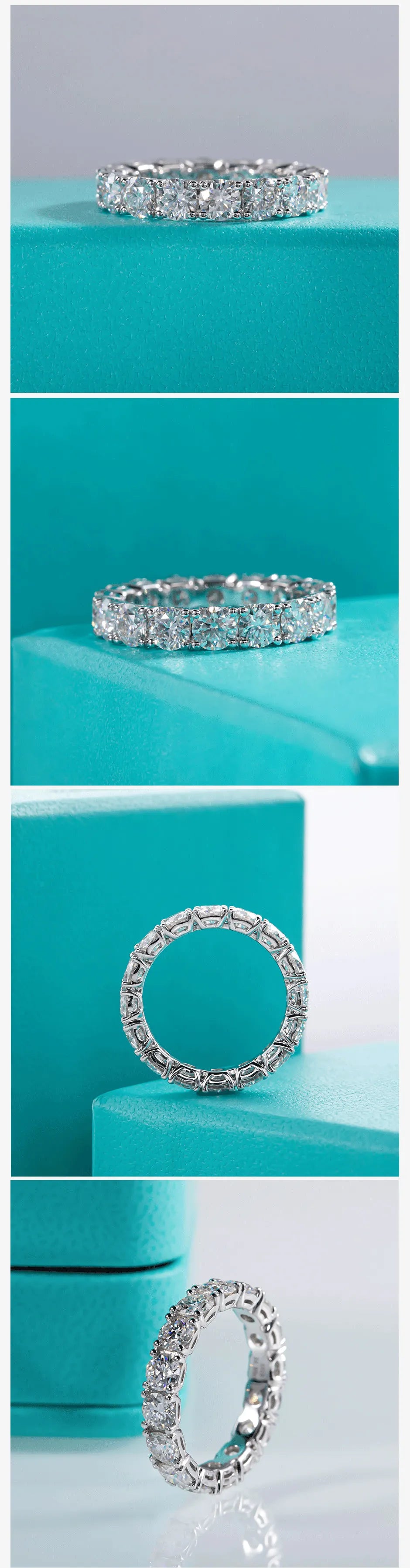 4mm D Color Moissanite Eternity Band Ring 925 Sterling Silver Wedding Rings For Women Jewelry Wholesale