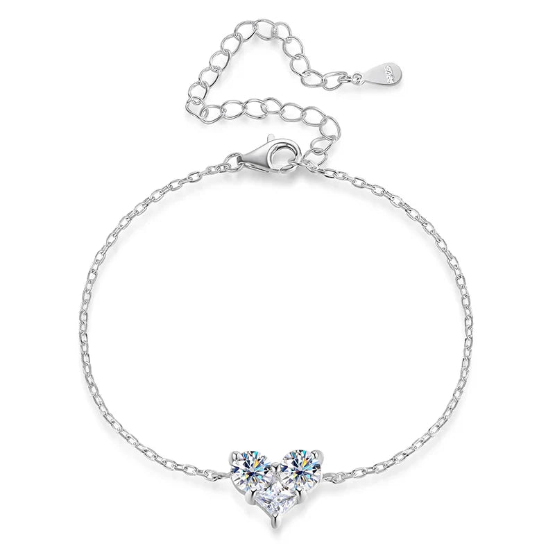 3 Gems Moissanite Bracelet for Women Men Adjustable Chain S925 Sterling Silver Jewelry Lab Diamond Couples Birthday Gifts