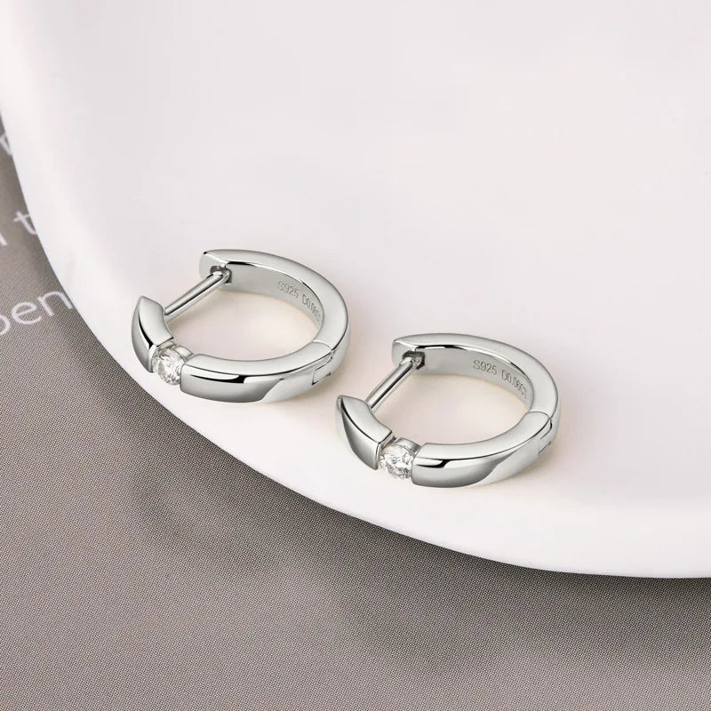 Smyoue 2.5mm 100% Real Moissanite Hoop Earrings for Women 2 Colors Trend Ear Jewelry Original S925 Sterling Silver D VVS1 GRA