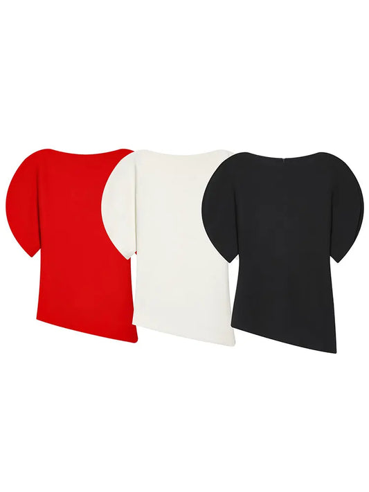 Women Vintage Black Short Puff Sleeve Shirts O Neck Asymmetrical Hem Blouse 2026 Spring Trend High Street Lady Chic Tops