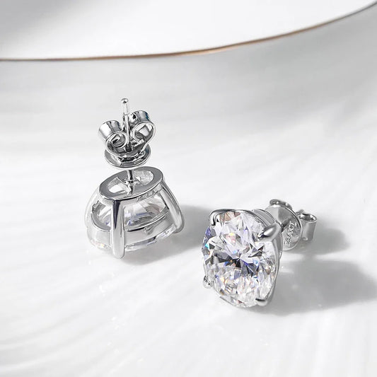 1-4CT Oval Cut D Color Moissanite Diamond Stud Earrings GRA Certified For Women Unisex Gemstone Party 925 Silver Earring