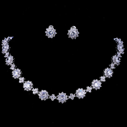 Classic Hot Sale 5 Colors Options High Quality Round Zirconia Jewelry Sets for Elegant Women Wedding Dress Accessories