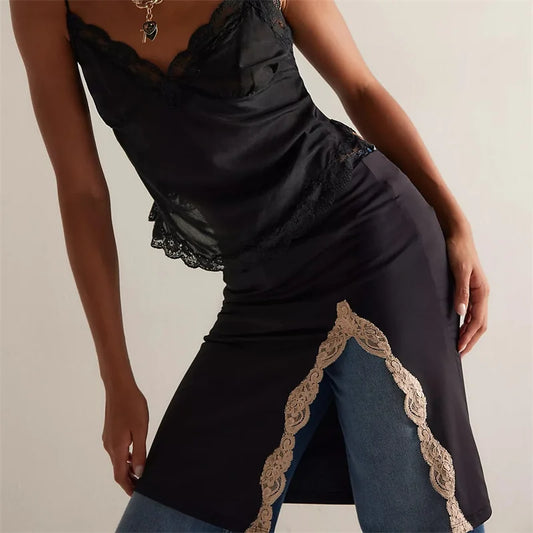 Elegant Satin Embroidery Pencil Skirts Summer Sexy High Waist Split Mini Skirts For Women Fashion Slim Skirt Female