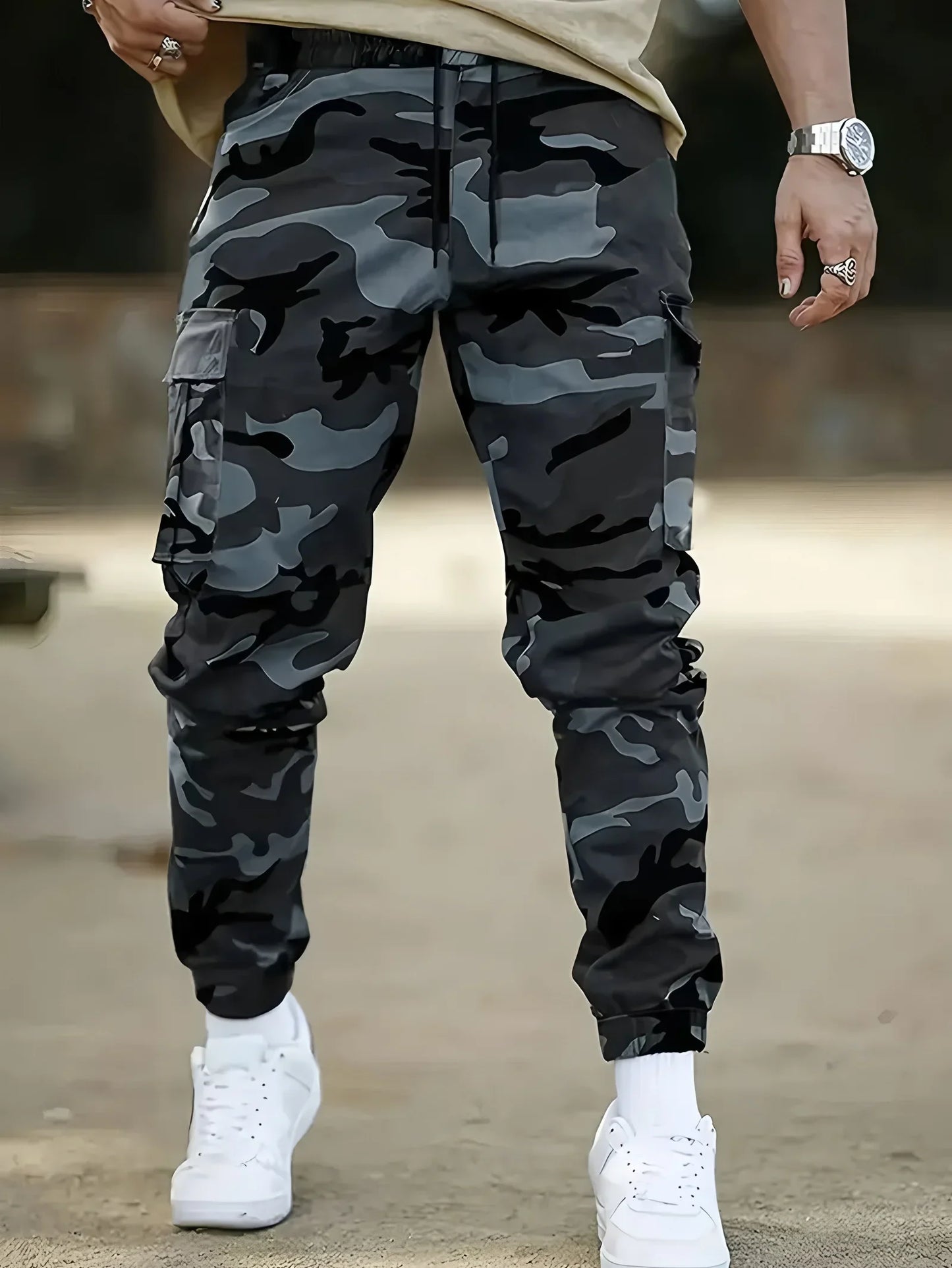 Men's Camouflage Cargo Pants Sweatpants Outdoor Bunched Long Trousers Casual Autumn Multi-Pocket Durable Workwear Male Trouser