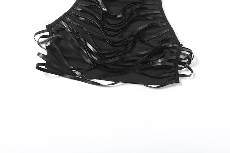 Swing Strip Decoration Vest Women Patchwork Backless Skinny Sexy Midnight Street Summer Trend Wild Party Hottie Mini Tops