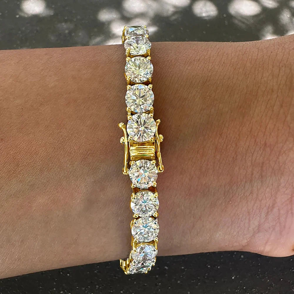 8mm Big Moissanite Diamond Tennis Bracelet for Women Men S925 Silver Plated 18k Yellow/White Gold BangleCertified Certificates