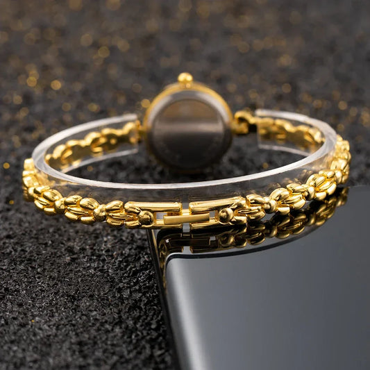Women's Watches New Luxury Brand Alloy Crystal Women Bracelet Watch Fashion Elegant Golden Small Dial Ladies Clock Reloj Mujer