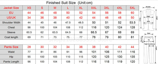 Men's 2-Piece Suit Casual Business Solid Color Turn-Down Collar Single Button Blazer Pants Ensemble Moda Masculina