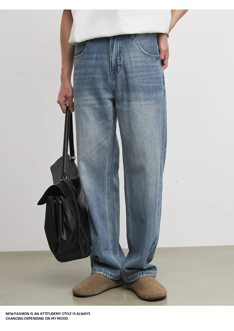 Fashion Men's Heavyweight 369g Bamboo Lyocell Jeans For Men's Spring And Autumn 2026 New Clanfit Straight Casual Pants
