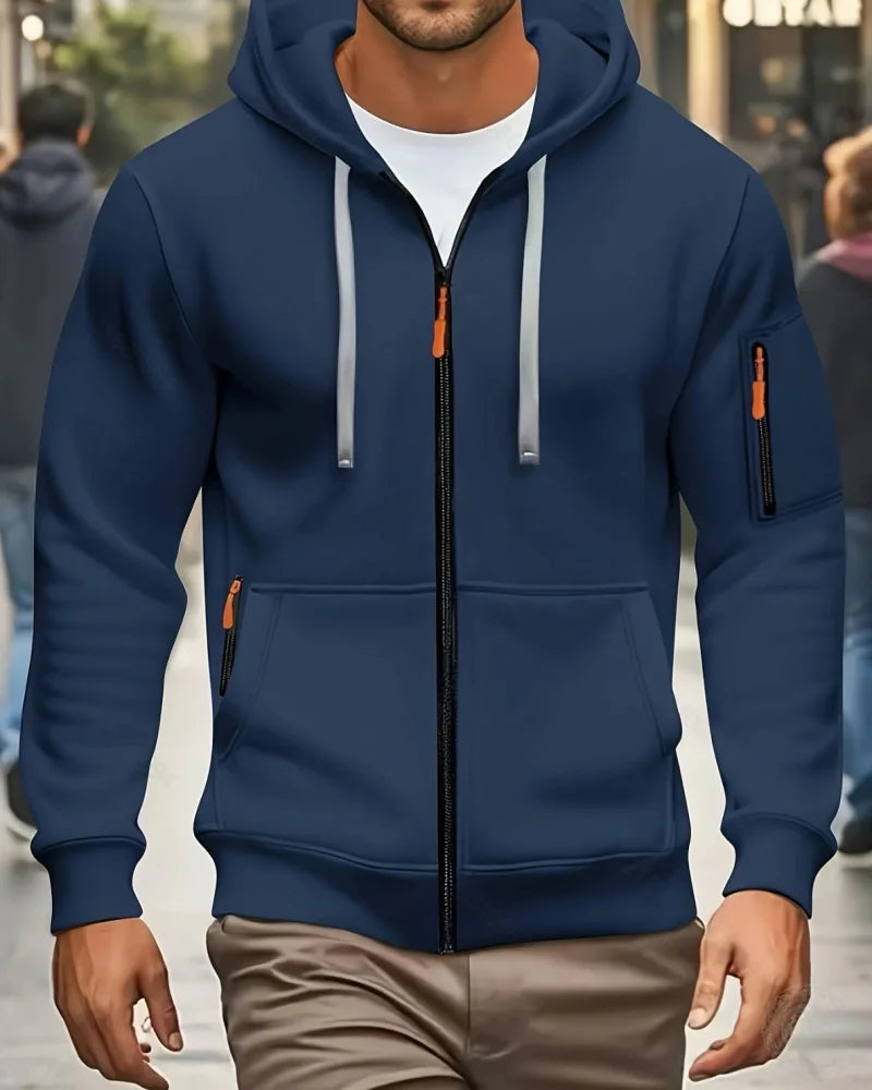 Casual top men's 2024 autumn and winter sportswear solid color men's top - fashionable sports solid color hoodie