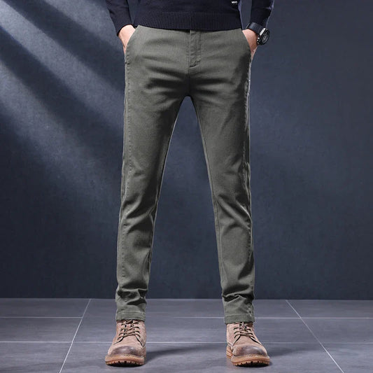 Classic Slim Fit Mens Casual Pants Breathable Straight Stretch Korean Business Trousers Spring Autumn New Fashion Male Clothing