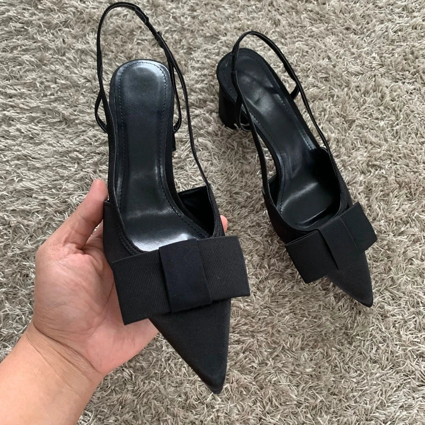 Butterfly-knot Design Heeled Sandals Women 2025 Fashion Elegant Dress Shoes Female Pointed Toe Pumps Women Slingback High Heels