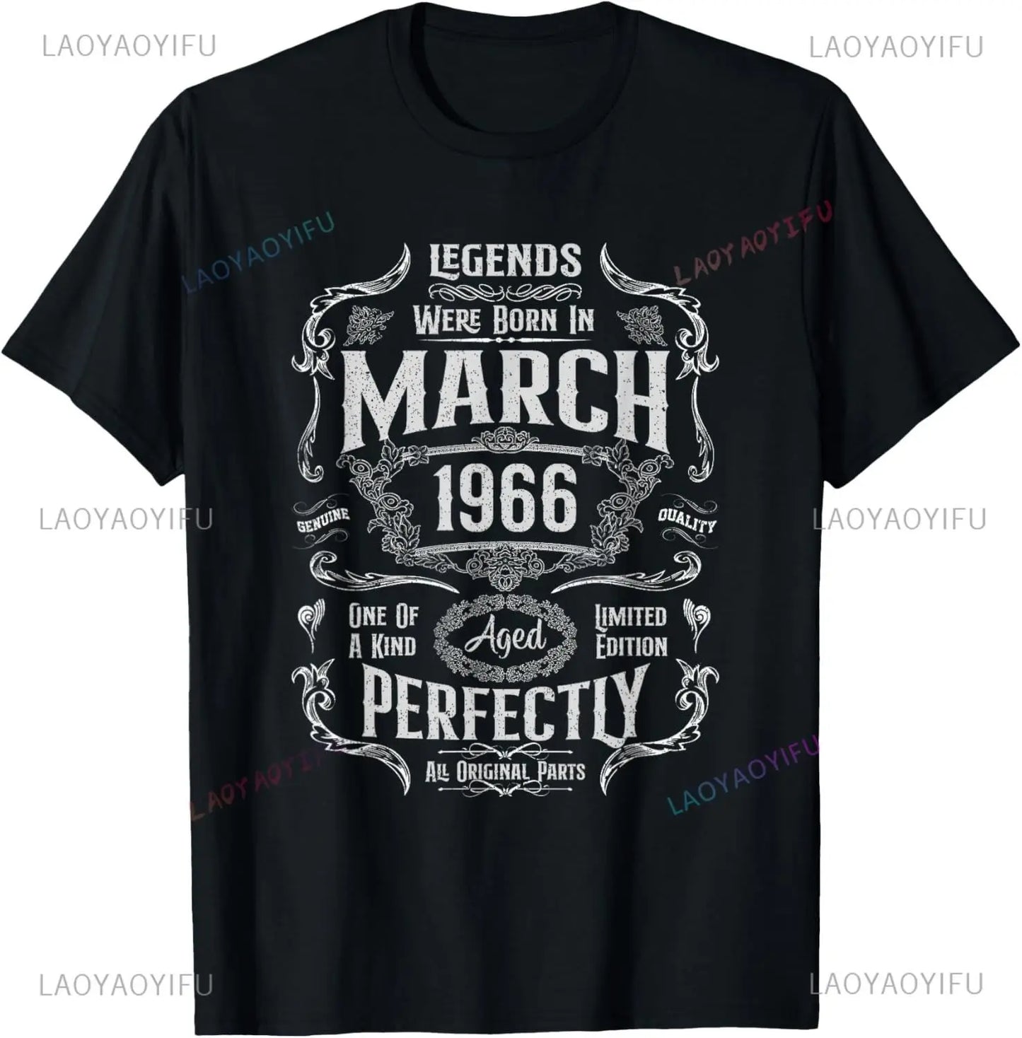 Vintage Legend Born in 1966 59th Birthday Tee 59 Years Old T-Shirt Custom Printed Graphic T Shirts Mens Clothing Ropa Hombre