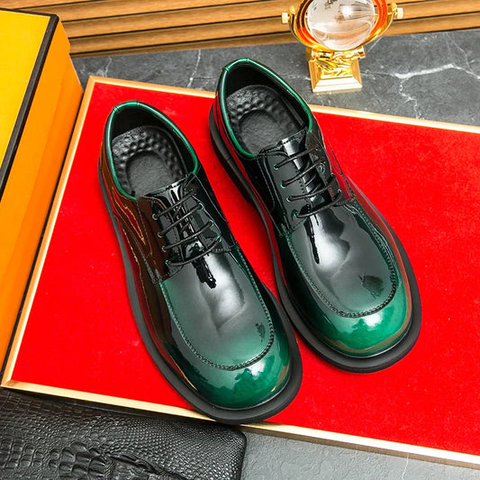 Mens Casual Leather Shoes Fashion British Trend Designer Derby Shoes Business Dress Shoes for Male Patent Leather Wedding Shoes
