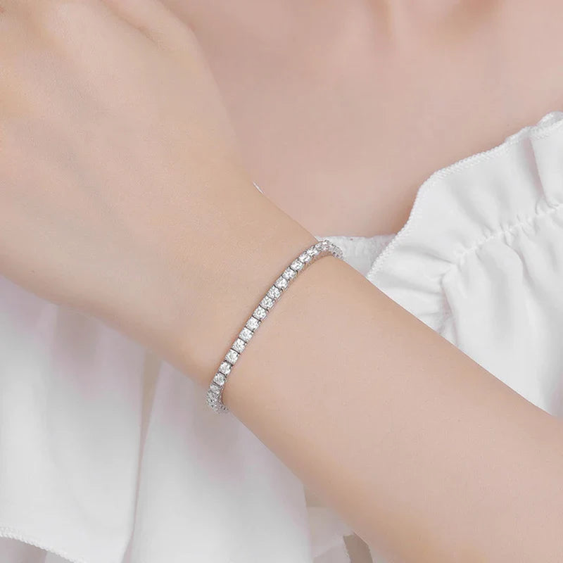 Real GRA Certified D Color 3mm 0.1CT Full Moissanite Tennis Bracelet For Women S925 Silver Diamond 14-23cm Link Bracelets