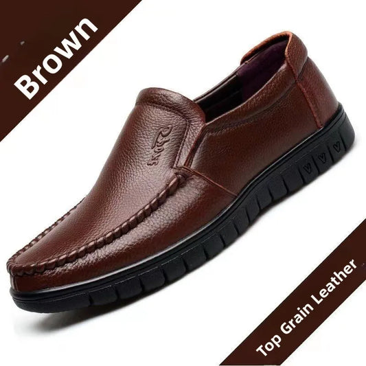 Genuine Leather Men's Shoes Breathable Soft Bottom Casual Business Shoes for Middle-Aged And Elderly Spring Autumn Wear