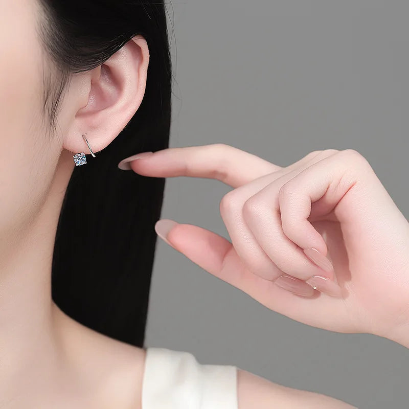 5mm Round Brilliant Cut Rotatable Moissanite Stud Earrings for Women Hypoallergenic 100% Pure S925 Silver Bridal Jewelry