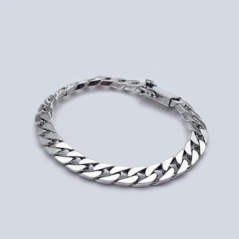 Solid S925 Sterling Silver Bracelet 7MM 8MM 10MM Punk Argent 925 Silver Jewelry Never Fade Men Jewelry Gifts Past Test