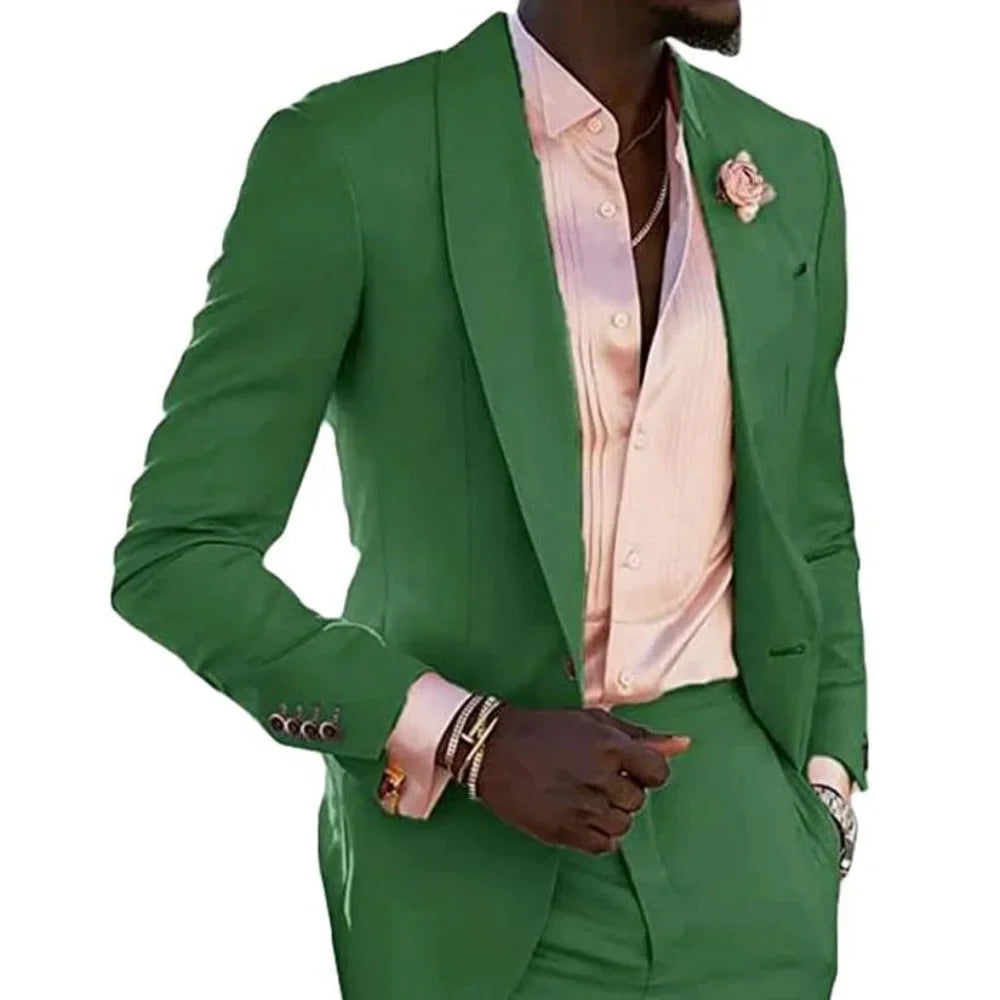 Men's 2-Piece Tuxedo Slim Fit Moda Masculina Wedding Smoking Blazer Jacket And Pants Traje Homme Mariage Fitted Formal Wear