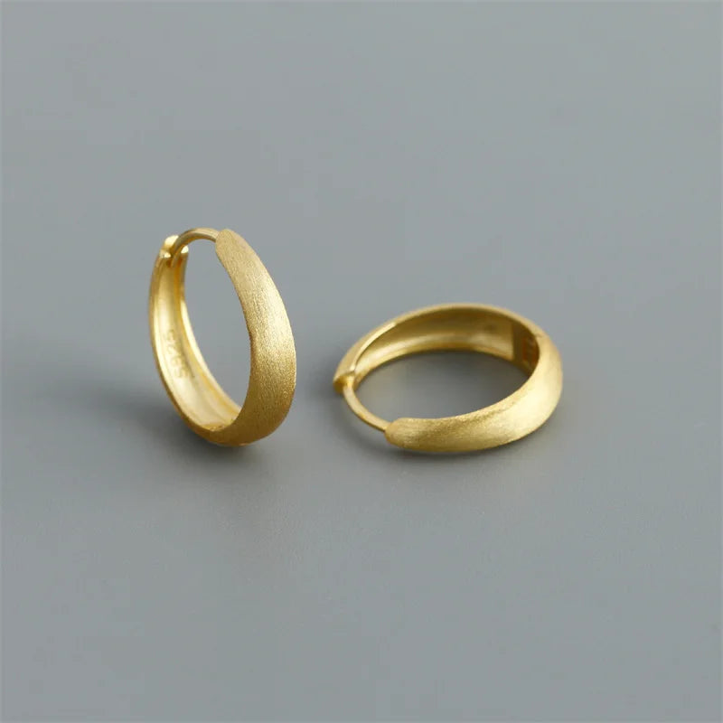925 Sterling Silver Simple Statement Matte Large Huggies Hoop Earrings for Men Women Fine Gothic Punk Charms S925 Jewelry