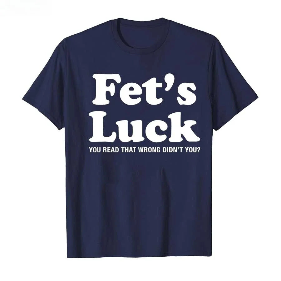 Funny Fets Luck Printed T-shirt Men Women 2026 Summer Pure Cotton T Shirts Short Sleeve Tops T-shirt for Men Women Cotton Tops