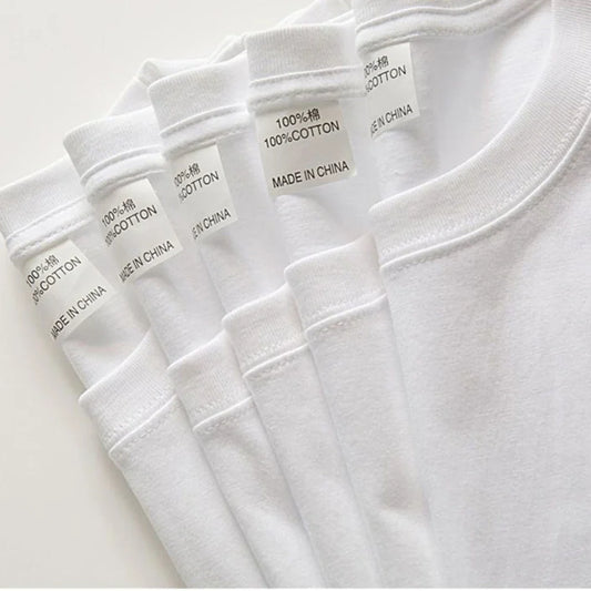 2 PEÇAS Camisetas Sólidas 100% Algodão Masculinas e Femininas Manga Curta Brancas Camisas Casuais Respiráveis Soltas Gola Redonda Blusas de Casal
