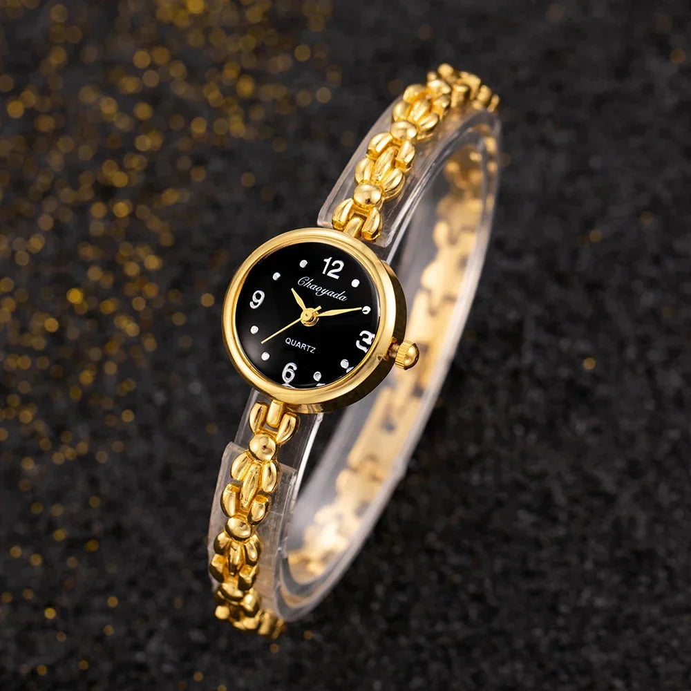 Women's Watches New Luxury Brand Alloy Crystal Women Bracelet Watch Fashion Elegant Golden Small Dial Ladies Clock Reloj Mujer