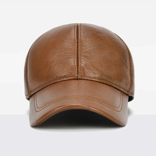 Adjustable Men's Genuine Cowhide Leather Baseball Cap for Fall Winter Outdoor Sports Hat Men Real Cowhide Leather Caps