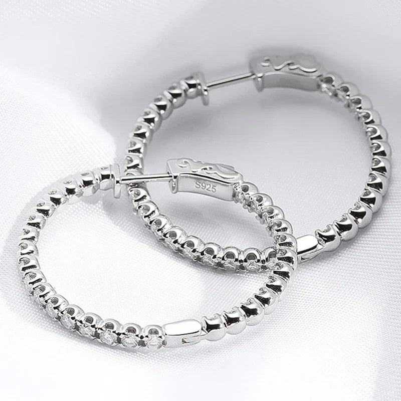 18K Plated 1.74-6.5cttw All Moissanite Hoop Earrings for Women Lab Diamond Jewelry 100% 925 Sterling Silver Earring